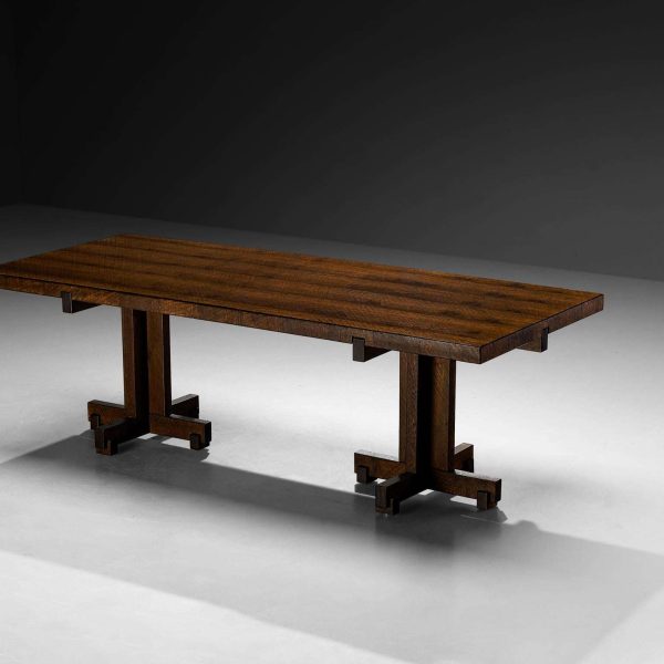 Giuseppe Rivadossi Dining Table in Oak with Cross Shaped Double Base - Image 8
