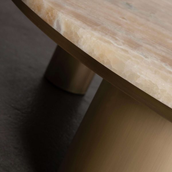 Contemporary Bordeira Nesting Coffee Tables, Onyx Miel, Brass, Marble Greenapple - Image 4