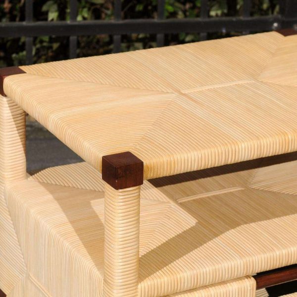 Beautiful Pair of Rush Wicker Rattan End Tables by John Hutton for Donghia - Image 10