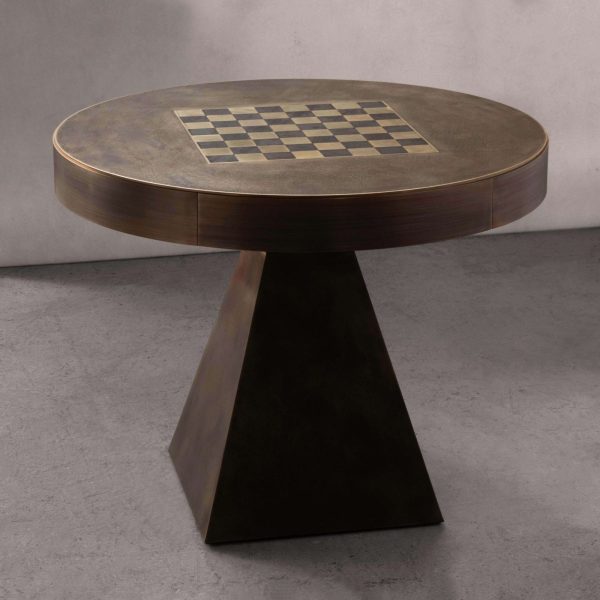 Otterburn Chess Table — Solid Hand-Patinated Brass and Walnut — Made in Britain - Image 4