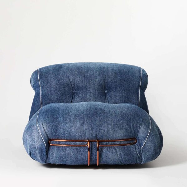Afra And Tobia Scarpa Soriana Denim Crafted Armchair For Cassina - Image 6