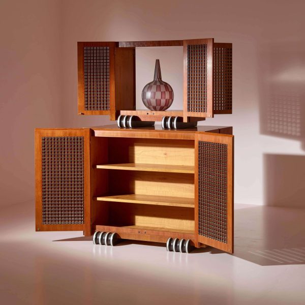 A Two-Part Cabinet in Rare Exotic Woods with Solid Ebony Inlays, Italy, 1990s - Image 7