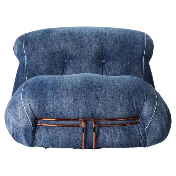 Afra And Tobia Scarpa Soriana Denim Crafted Armchair For Cassina - Image 3