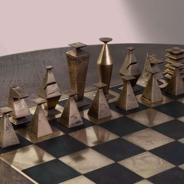 Otterburn Chess Table — Solid Hand-Patinated Brass and Walnut — Made in Britain - Image 7