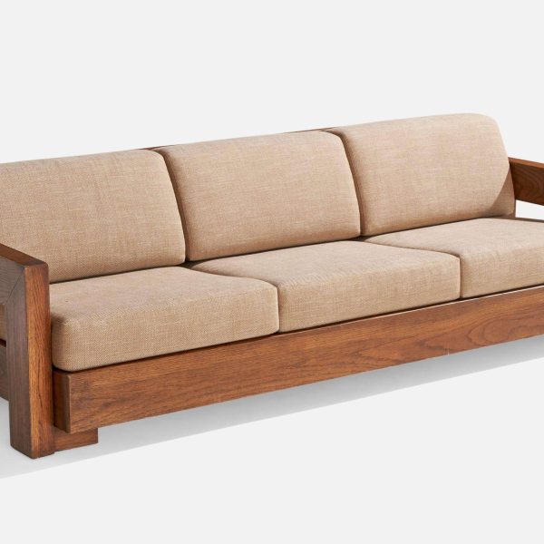 Howard Furniture Oak and Fabric Sofa, USA, 1950s - Image 2