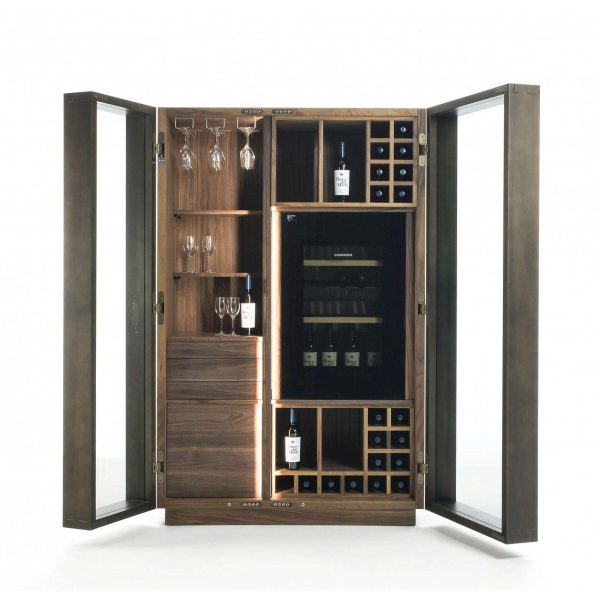 Contemporary Italian Wine Storage Cabinet in Solid Walnut - Image 2