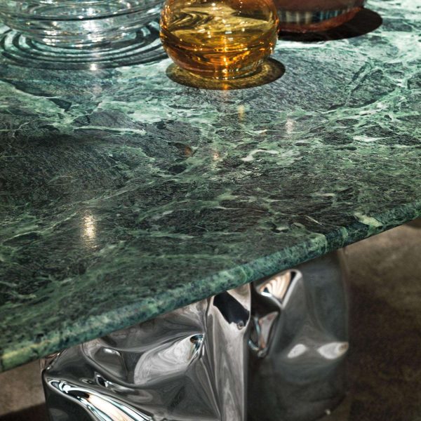 Lotus Verde Alpi Marble & Steel Dining Table - Image 3