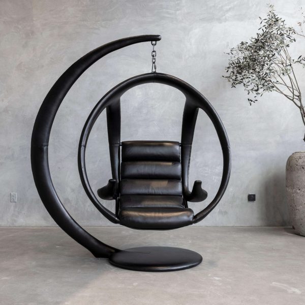 William Emmerson "Ab Ovo" Leather Hanging Pod Chair - Black - Image 8