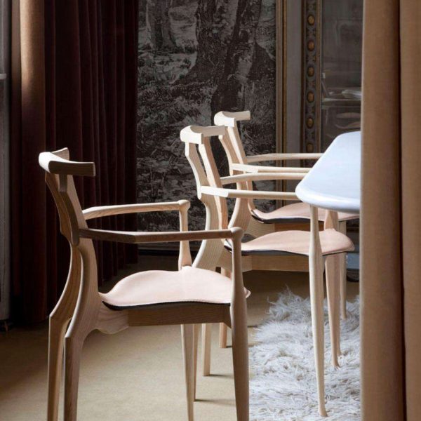 Set of 6 Contemporary "Gaulino" Dining Chairs by Oscar Tusquets, Natural Ash Wood - Image 3