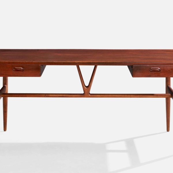 Hans Wegner Wishbone Desk, Oak, Teak, Denmark, 1950s - Image 2