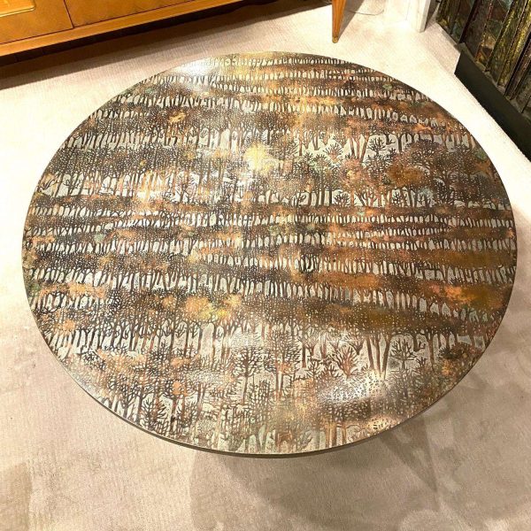 Acid Etched Patinated Brass and Pewter "Eternal Forest Table" by Philip & Kelvin - Image 3