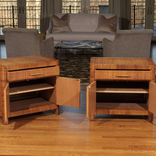 Beautiful Restored Pair of Organic Small Cabinets in Cane by Bielecky Brothers - Image 3