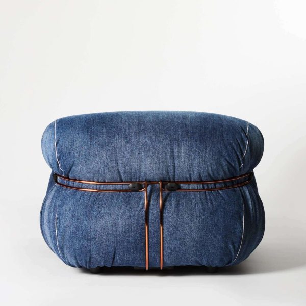 Afra And Tobia Scarpa Soriana Denim Crafted Armchair For Cassina - Image 7