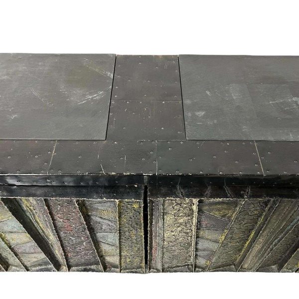 Important Welded Steel Deep Relief Sculpted Credenza by Paul Evans - Image 3