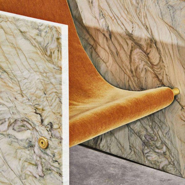 Marble, Brass, and Mohair Chair in Pistache by Slash Objects - Image 2