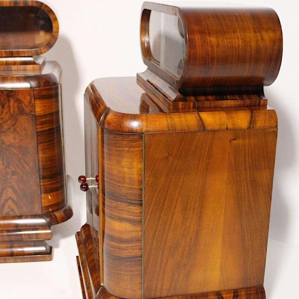 Art Deco Walnut Vintage Pair of Nightstands or Chests or Commodes 1930s Vienna - Image 5
