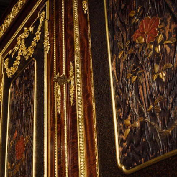 A Louis XVI Style Lacquer Mounted Mahogany Cabinet by Paul Sormani - Image 9