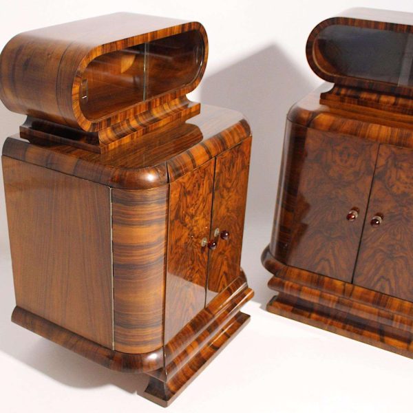 Art Deco Walnut Vintage Pair of Nightstands or Chests or Commodes 1930s Vienna - Image 6