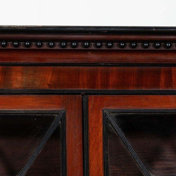 Monumental Irish Georgian Ebonised Mahogany & Astral Glazed Breakfront Bookcase - Image 7