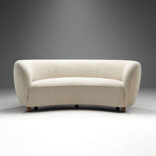 Danish Three-Seater Banana Sofa in Bouclé, 1940s - Image 3