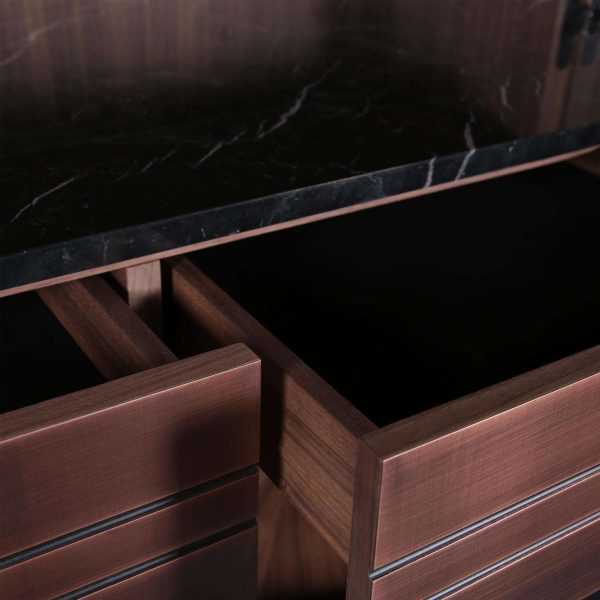 Modern Home Wine Bar Cabinet in Brushed Bronze, Brass, Copper - Image 6