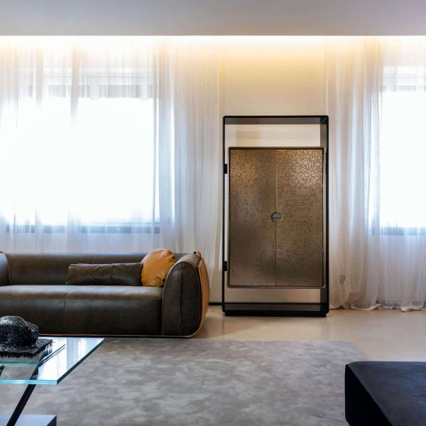 Laurameroni "Talento Unlimited" Modern Tall Cabinet in Bronze Liquid Metal - Image 7