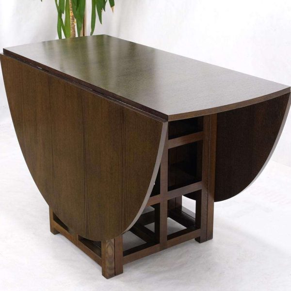 Brown Oak Cassina Macintosh Drop Leaf Dining Table 6 Rush Seat Chairs Set Mint - Image 2