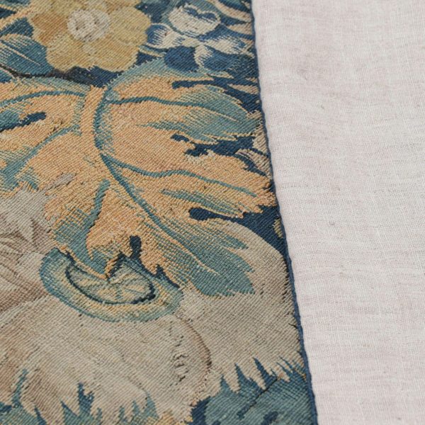Antique Flemish Verdure Pictorial Tapestry in Blue and Cream Tones - Rug & Kilim - Image 5