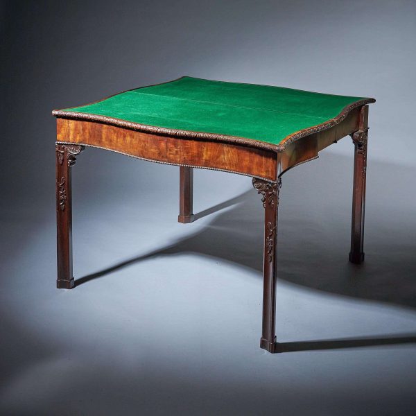 18th Century George III Carved Mahogany Serpentine Concertina Action Card Table - Image 15