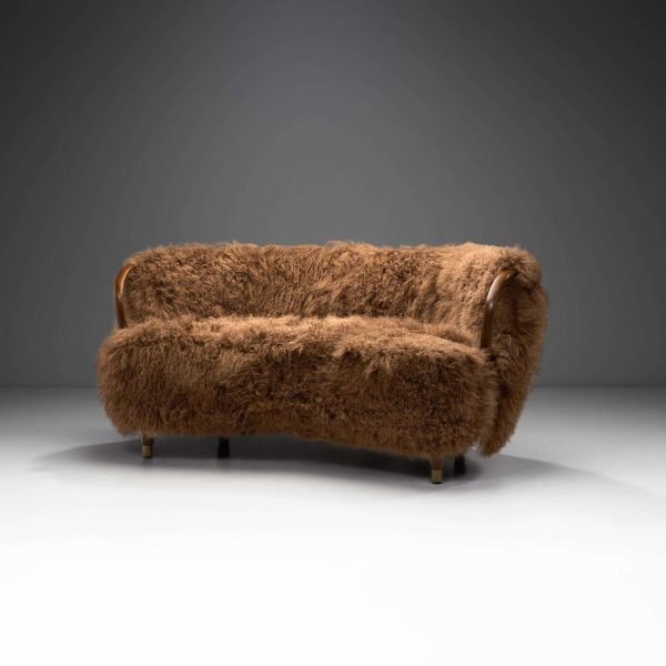 Danish Two-Seater Model 96 Banana Sofa in Tibetan Sheepskin, 1954 - Image 2