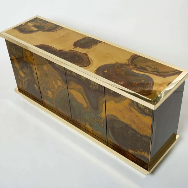 French Isabelle and Richard Faure Oxidized Brass Sideboard 1970s - Image 9