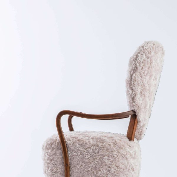 Contemporary Beechwood Uni Armchair with Heart Shaped Back and Mohair Upholstery - Image 11