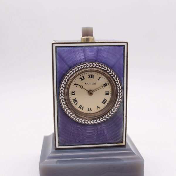 CARTIER Paris 1909 Belle Epoque Enamel Repeater Carriage Clock In Sterling Agate - Image 4