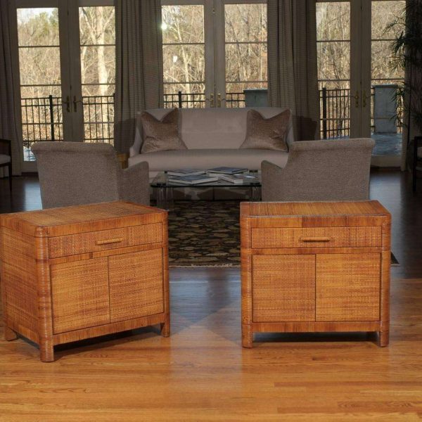 Beautiful Restored Pair of Organic Small Cabinets in Cane by Bielecky Brothers - Image 4