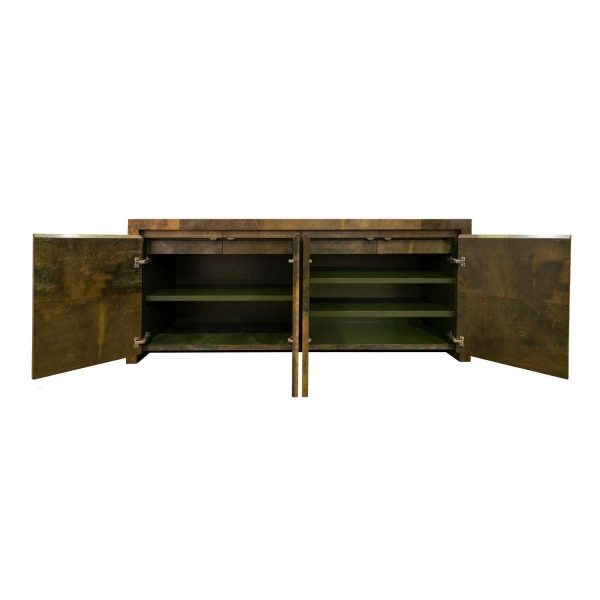 Karl Springer Rare "Royal Palm 4 Door Cabinet" in Lacquered Goatskin ca. 1990 - Image 6