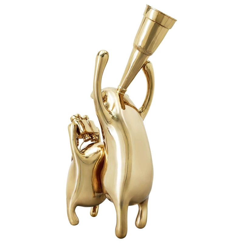 Astronomers Figurative Floor Lamp Polished Brass Gold by Zhipeng Tan