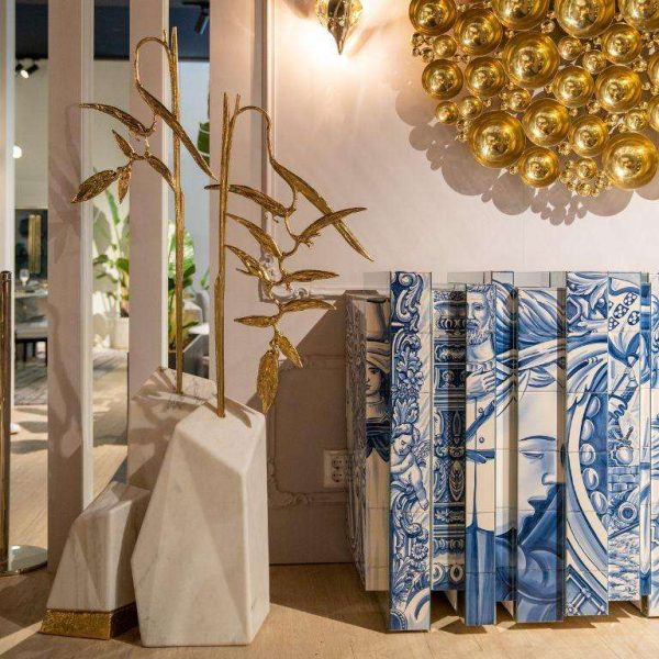 Elysian - Large Brass Sculpture with Biophilic Design and Marble Base - Image 5