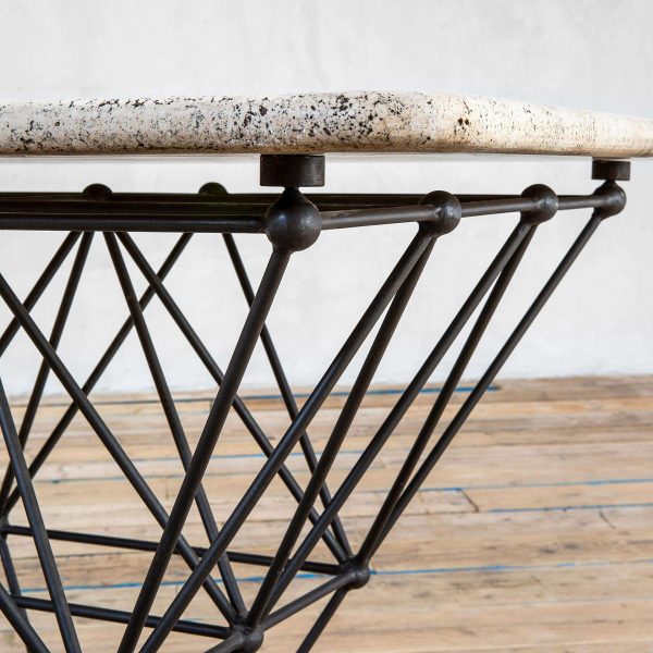 20th Century Giovanni Ferrabini Large Dining Table in Metal and Top Travertine - Image 5