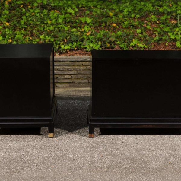 Breathtaking Pair of Black Walnut Parquetry Small Commodes by Renzo Rutili - Image 8