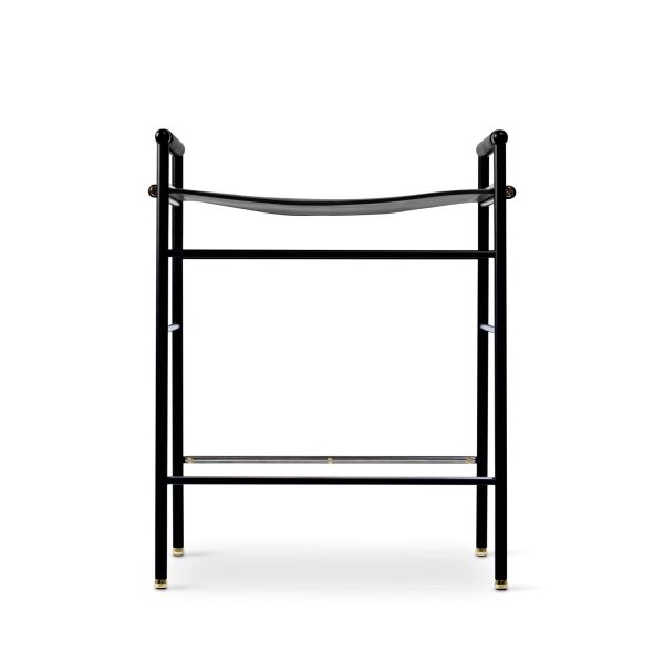 Set of 6 Contemporary Counter Bar Stool Black Leather & Black Rubber Metal - Image 6