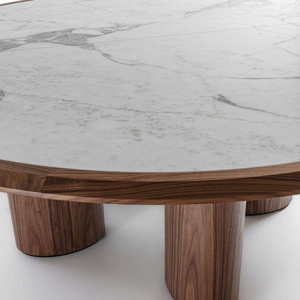 Durame Diamante Round Canaletto Carrara Marble Table - Image 7