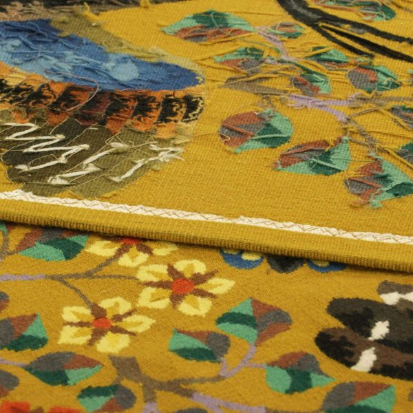 Signed Vintage Rene Perrot Pictorial and Floral Tapestry Rug & Kilim - Image 6