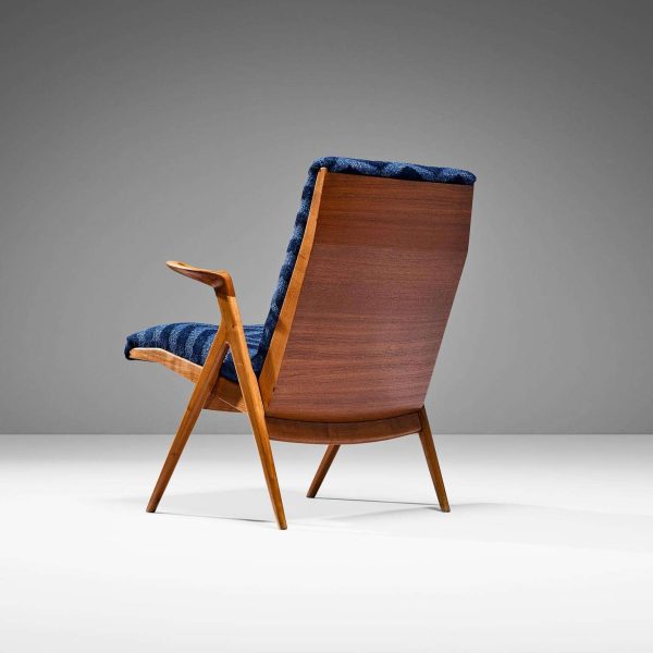 Taichiro Nakai Reupholstered Blue Armchair in Cherry - Image 5