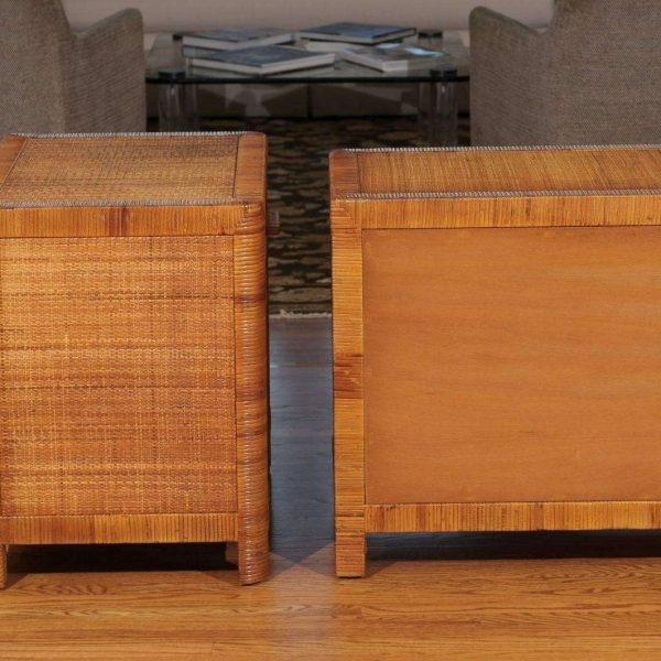 Beautiful Restored Pair of Organic Small Cabinets in Cane by Bielecky Brothers - Image 5