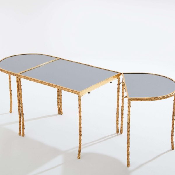 Maison Baguès Foliage Gilt Bronze and Mirror Tables 1950s - Image 5