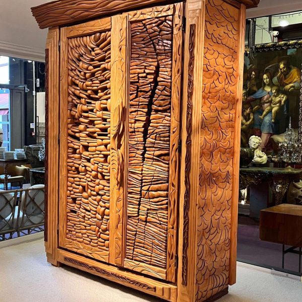 Handcrafted Wooden Armoire by Lucien Bénière - Image 10