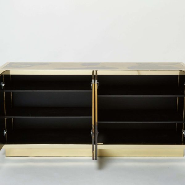 French Isabelle and Richard Faure Oxidized Brass Sideboard 1970s - Image 4
