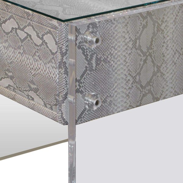 Pair of Exotic Python and Lucite Nightstands - Image 5