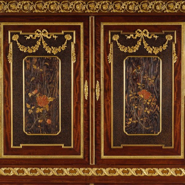 A Louis XVI Style Lacquer Mounted Mahogany Cabinet by Paul Sormani - Image 8