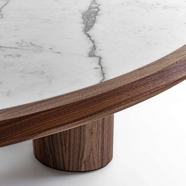 Durame Diamante Round Canaletto Carrara Marble Table - Image 5